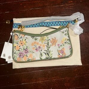 NWT Tory Burch T Monogram Brocade Studio Bag in Winter Sage
